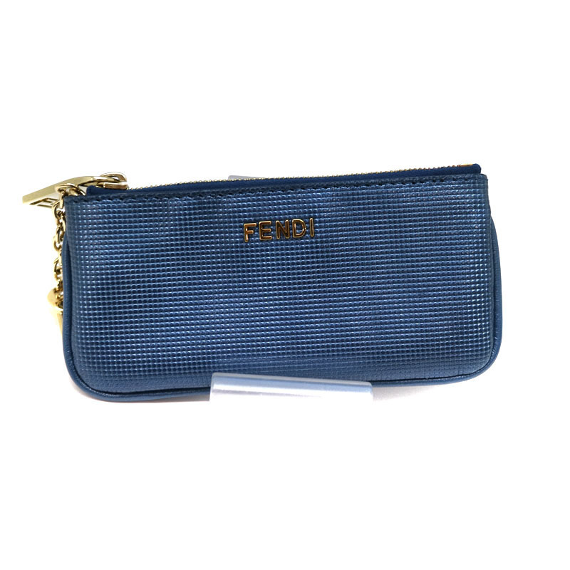 Fendi Blue Case Leather Ring Key